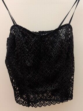 Georgette Black Lace Corset Cami with Adjustable Straps